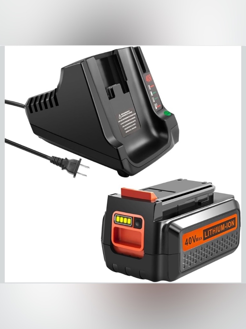 40 Volt 3000mAh Long-Lasting Battery & Fast Charger Combo, Black and Decker, NEW